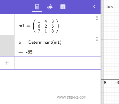 the calculation of the determinant of the matrix