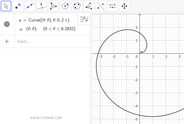 a parametric curve in GeoGebra