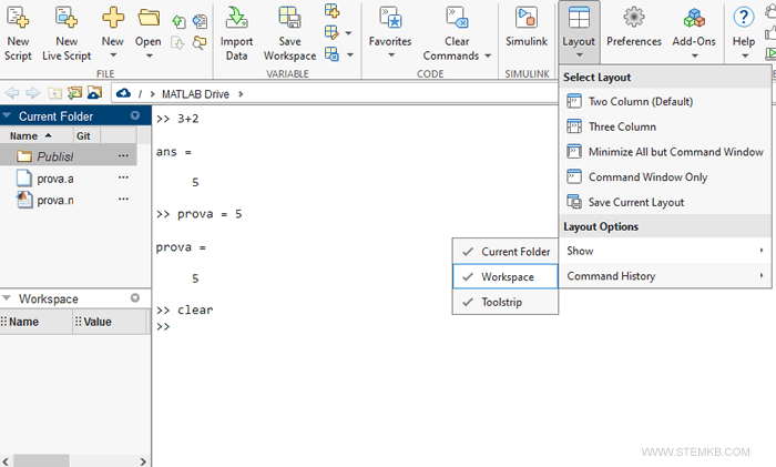 Matlab layout