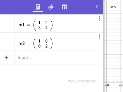 create two matrices on Geogebra